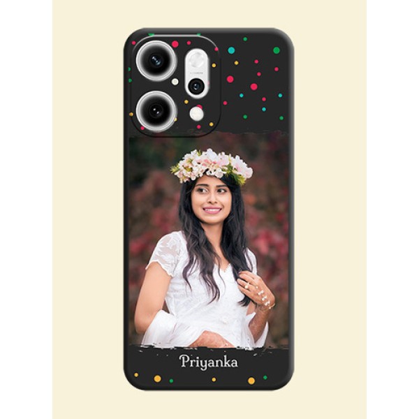 Multicolor Dotted Pattern with Text On Space Black Custom Soft Matte Mobile Back Cover - Oppo Reno 14 Pro 5G