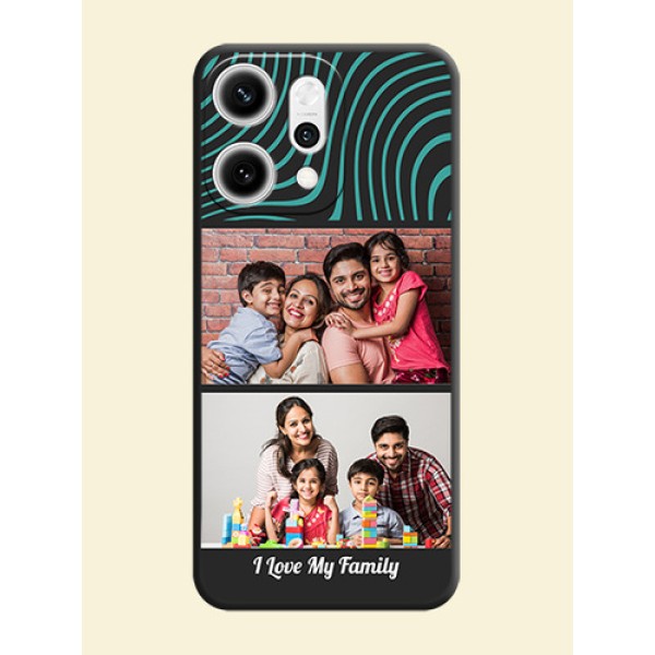 Wave Pattern with 2 Image Holder On Space Black Custom Soft Matte Mobile Back Cover - Oppo Reno 14 Pro 5G Wave Pattern with 2 Image Holder On Space Black Custom Soft Matte Mobile Back Cover - Oppo Reno 14 Pro 5G
