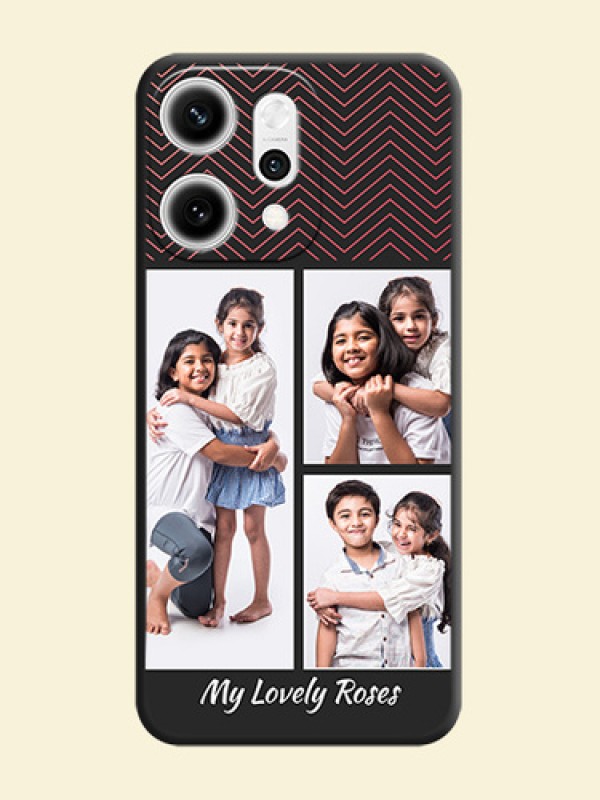 Wave Pattern with 3 Image Holder On Space Black Custom Soft Matte Mobile Back Cover - Oppo Reno 14 Pro 5G