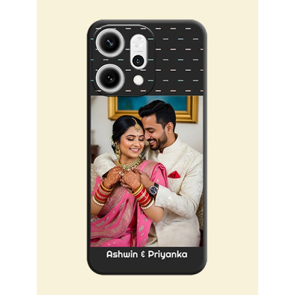 Line Pattern Design with Text On Space Black Custom Soft Matte Mobile Back Cover - Oppo Reno 14 Pro 5G