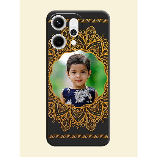 Round Image with Floral Design On Space Black Custom Soft Matte Mobile Back Cover - Oppo Reno 14 Pro 5G Round Image with Floral Design On Space Black Custom Soft Matte Mobile Back Cover - Oppo Reno 14 Pro 5G