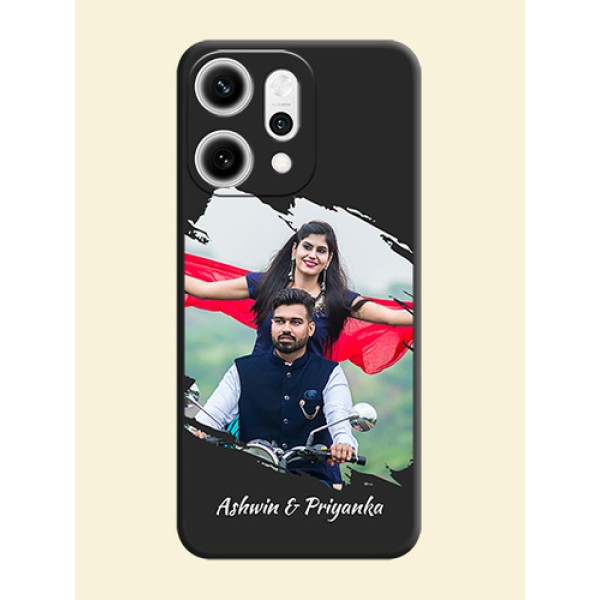 Grunge Brush Strokes on Photo On Space Black Custom Soft Matte Mobile Back Cover - Oppo Reno 14 Pro 5G Grunge Brush Strokes on Photo On Space Black Custom Soft Matte Mobile Back Cover - Oppo Reno 14 Pro 5G