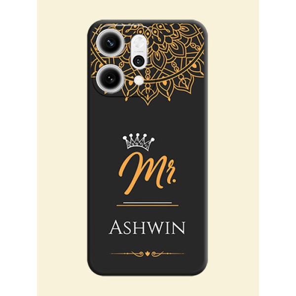 Mr Name with Floral Design On Space Black Custom Soft Matte Mobile Back Cover - Oppo Reno 14 Pro 5G Mr Name with Floral Design On Space Black Custom Soft Matte Mobile Back Cover - Oppo Reno 14 Pro 5G