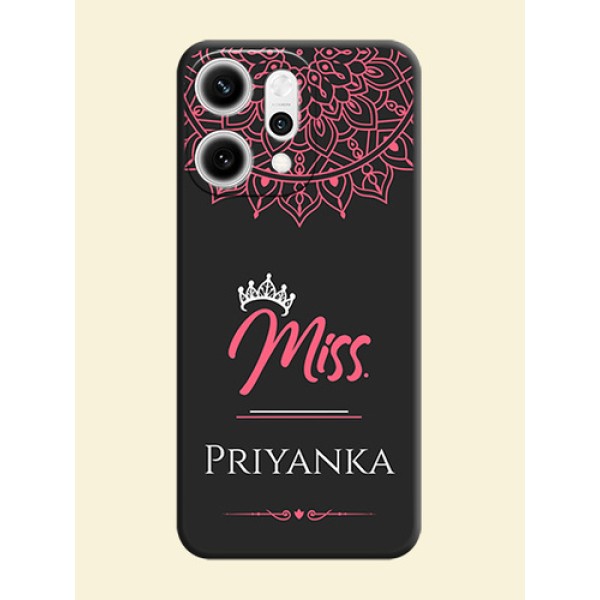 Mrs Name with Floral Design On Space Black Custom Soft Matte Mobile Back Cover - Oppo Reno 14 Pro 5G Mrs Name with Floral Design On Space Black Custom Soft Matte Mobile Back Cover - Oppo Reno 14 Pro 5G
