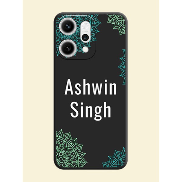 Your Name with Floral Design On Space Black Custom Soft Matte Mobile Back Cover - Oppo Reno 14 Pro 5G Your Name with Floral Design On Space Black Custom Soft Matte Mobile Back Cover - Oppo Reno 14 Pro 5G