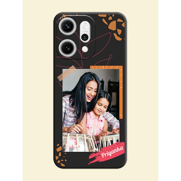 Orange Photo Frame On Space Black Custom Soft Matte Mobile Back Cover - Oppo Reno 14 Pro 5G Orange Photo Frame On Space Black Custom Soft Matte Mobile Back Cover - Oppo Reno 14 Pro 5G