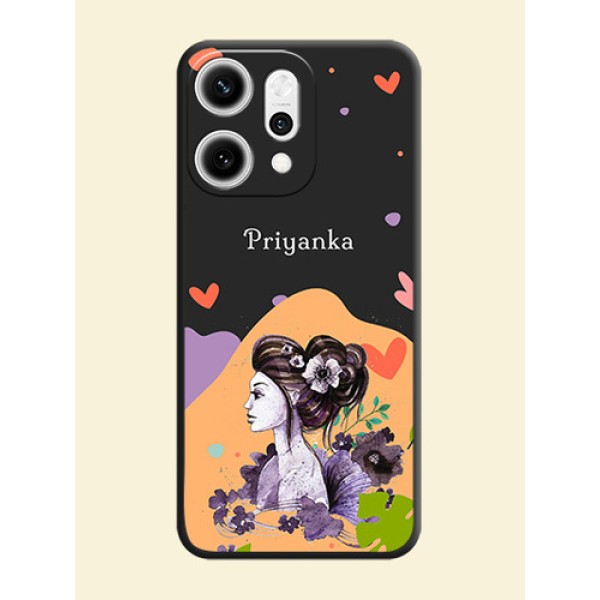Namecase For Her With Fancy Lady Image On Space Black Custom Soft Matte Mobile Back Cover - Oppo Reno 14 Pro 5G Namecase For Her With Fancy Lady Image On Space Black Custom Soft Matte Mobile Back Cover - Oppo Reno 14 Pro 5G