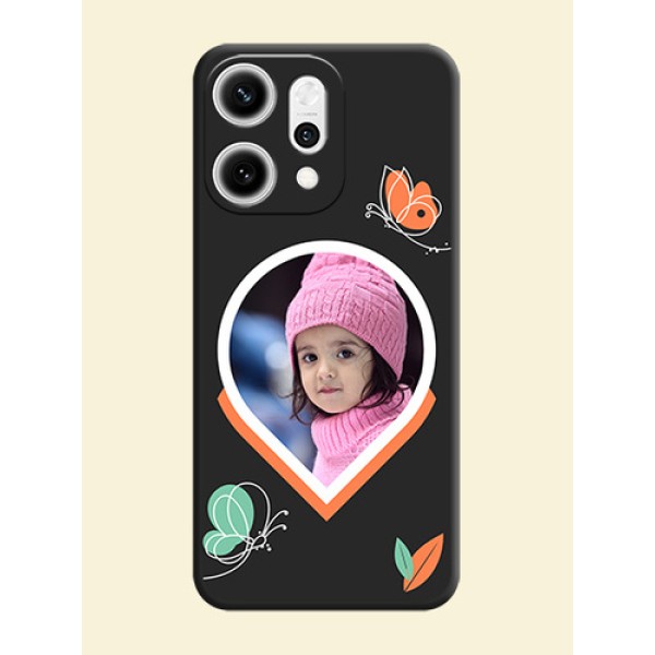 Upload Pic With Simple Butterly Design On Space Black Custom Soft Matte Mobile Back Cover - Oppo Reno 14 Pro 5G Upload Pic With Simple Butterly Design On Space Black Custom Soft Matte Mobile Back Cover - Oppo Reno 14 Pro 5G