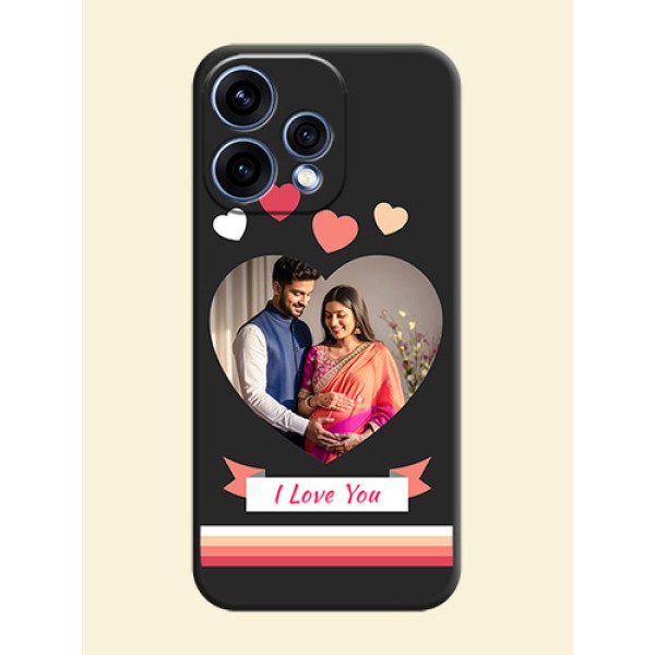 Love Shaped Photo with Colorful Stripes On Space Black Custom Soft Matte Mobile Back Cover - Oppo Reno 15 5G Love Shaped Photo with Colorful Stripes On Space Black Custom Soft Matte Mobile Back Cover - Oppo Reno 15 5G