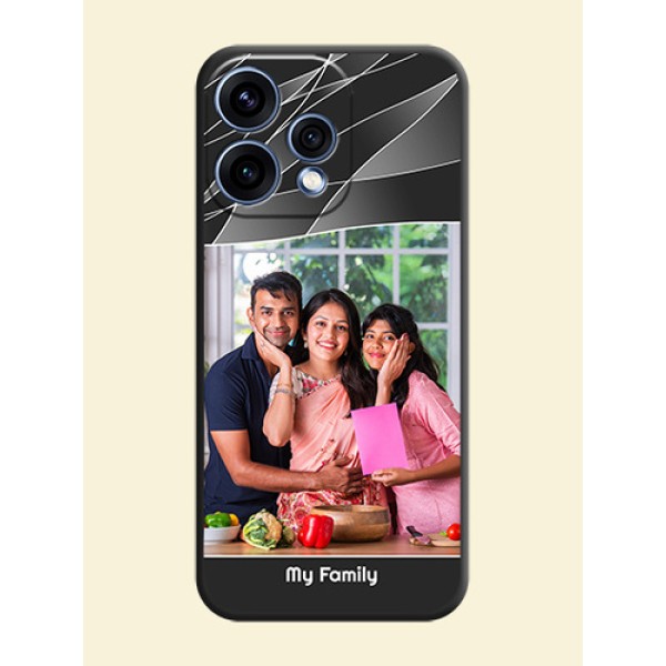 Mixed Wave Lines on Photo On Space Black Custom Soft Matte Mobile Back Cover - Oppo Reno 15 5G Mixed Wave Lines on Photo On Space Black Custom Soft Matte Mobile Back Cover - Oppo Reno 15 5G