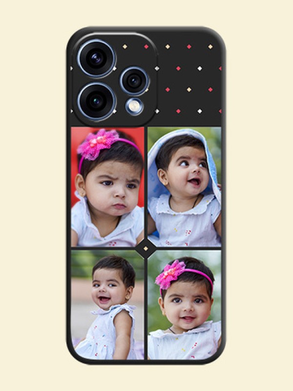 Multicolor Dotted Pattern with 4 Image Holder On Space Black Custom Soft Matte Mobile Back Cover - Oppo Reno 15 5G