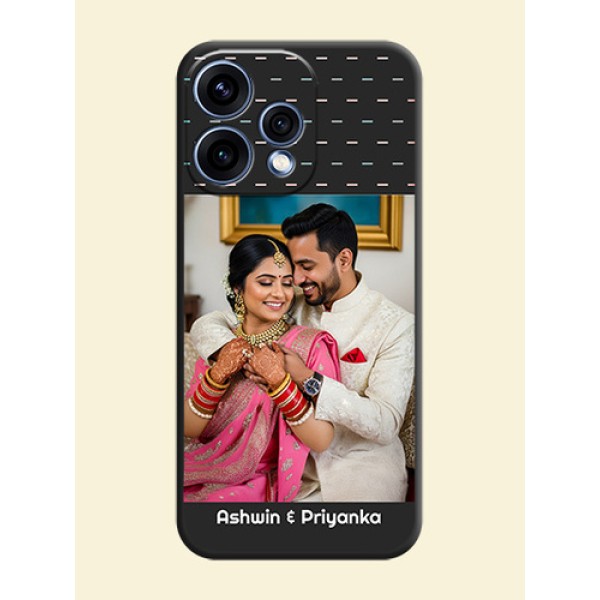 Line Pattern Design with Text On Space Black Custom Soft Matte Mobile Back Cover - Oppo Reno 15 5G