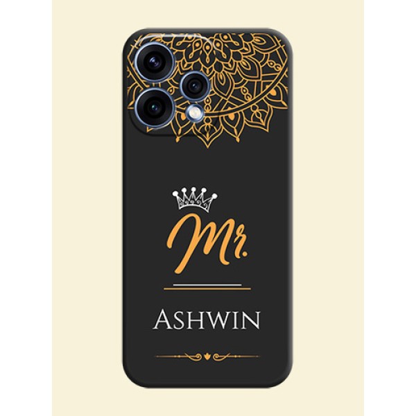 Mr Name with Floral Design On Space Black Custom Soft Matte Mobile Back Cover - Oppo Reno 15 5G Mr Name with Floral Design On Space Black Custom Soft Matte Mobile Back Cover - Oppo Reno 15 5G