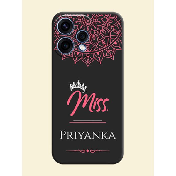 Mrs Name with Floral Design On Space Black Custom Soft Matte Mobile Back Cover - Oppo Reno 15 5G Mrs Name with Floral Design On Space Black Custom Soft Matte Mobile Back Cover - Oppo Reno 15 5G