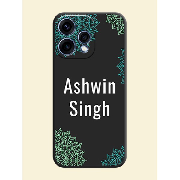 Your Name with Floral Design On Space Black Custom Soft Matte Mobile Back Cover - Oppo Reno 15 5G Your Name with Floral Design On Space Black Custom Soft Matte Mobile Back Cover - Oppo Reno 15 5G