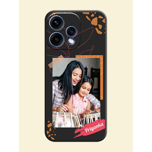 Orange Photo Frame On Space Black Custom Soft Matte Mobile Back Cover - Oppo Reno 15 5G Orange Photo Frame On Space Black Custom Soft Matte Mobile Back Cover - Oppo Reno 15 5G