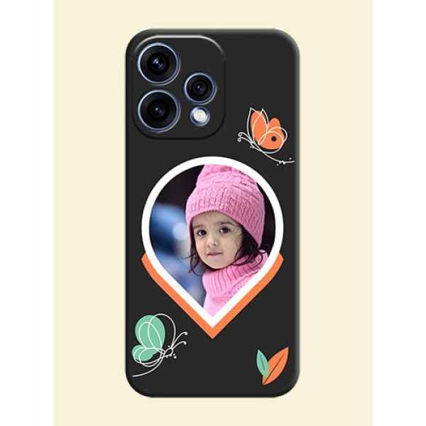 Upload Pic With Simple Butterly Design On Space Black Custom Soft Matte Mobile Back Cover - Oppo Reno 15 5G Upload Pic With Simple Butterly Design On Space Black Custom Soft Matte Mobile Back Cover - Oppo Reno 15 5G