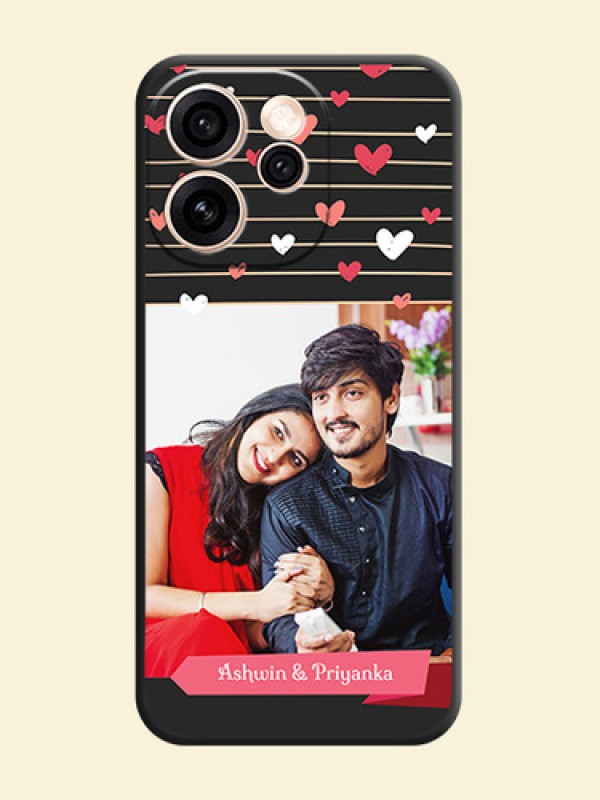 Love Pattern with Name on Pink Ribbon on Photo On Space Black Custom Soft Matte Mobile Back Cover - Oppo Reno 15 Pro 5G