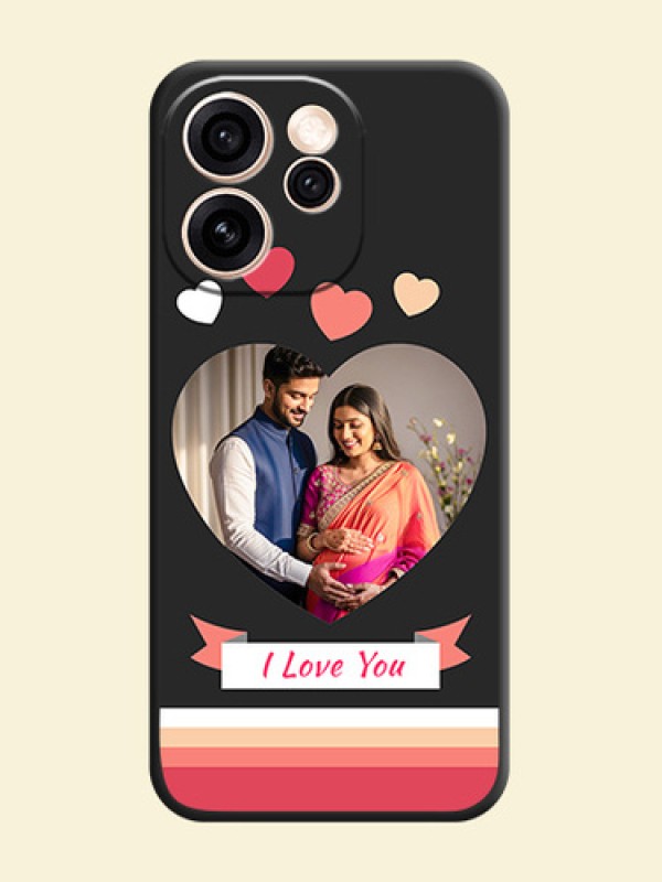 Love Shaped Photo with Colorful Stripes On Space Black Custom Soft Matte Mobile Back Cover - Oppo Reno 15 Pro 5G