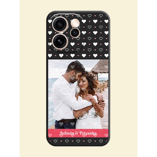 White Color Love Symbols with Text Design on Photo On Space Black Custom Soft Matte Mobile Back Cover - Oppo Reno 15 Pro 5G