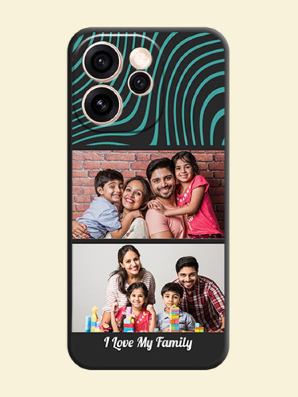 Wave Pattern with 2 Image Holder On Space Black Custom Soft Matte Mobile Back Cover - Oppo Reno 15 Pro 5G
