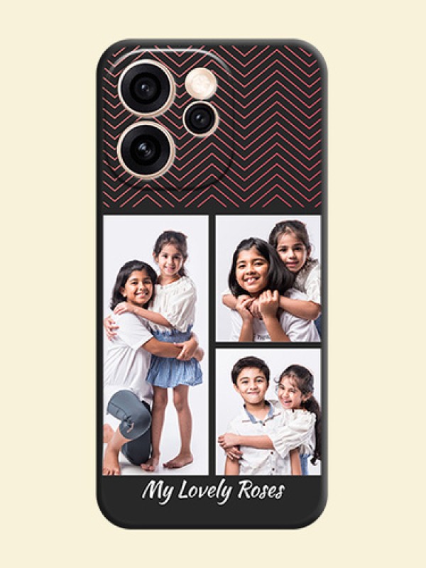 Wave Pattern with 3 Image Holder On Space Black Custom Soft Matte Mobile Back Cover - Oppo Reno 15 Pro 5G