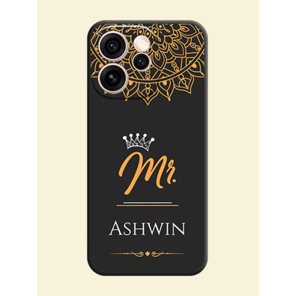Mr Name with Floral Design On Space Black Custom Soft Matte Mobile Back Cover - Oppo Reno 15 Pro 5G Mr Name with Floral Design On Space Black Custom Soft Matte Mobile Back Cover - Oppo Reno 15 Pro 5G