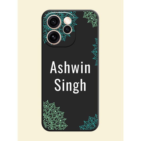 Your Name with Floral Design On Space Black Custom Soft Matte Mobile Back Cover - Oppo Reno 15 Pro 5G Your Name with Floral Design On Space Black Custom Soft Matte Mobile Back Cover - Oppo Reno 15 Pro 5G