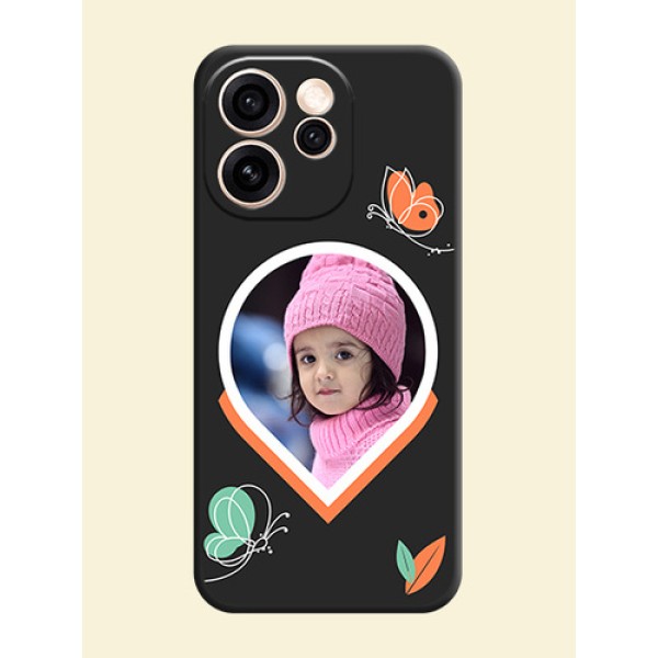 Upload Pic With Simple Butterly Design On Space Black Custom Soft Matte Mobile Back Cover - Oppo Reno 15 Pro 5G Upload Pic With Simple Butterly Design On Space Black Custom Soft Matte Mobile Back Cover - Oppo Reno 15 Pro 5G