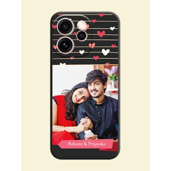 Love Pattern with Name on Pink Ribbon on Photo On Space Black Custom Soft Matte Mobile Back Cover - Oppo Reno 15 Pro Mini 5G Love Pattern with Name on Pink Ribbon on Photo On Space Black Custom Soft Matte Mobile Back Cover - Oppo Reno 15 Pro Mini 5G
