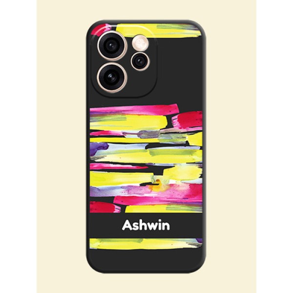 Brush Coloured On Space Black Custom Soft Matte Mobile Back Cover - Oppo Reno 15 Pro Mini 5G Brush Coloured On Space Black Custom Soft Matte Mobile Back Cover - Oppo Reno 15 Pro Mini 5G