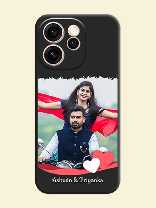 Pin Color Love Shaped Ribbon Design with Text On Space Black Custom Soft Matte Mobile Back Cover - Oppo Reno 15 Pro Mini 5G