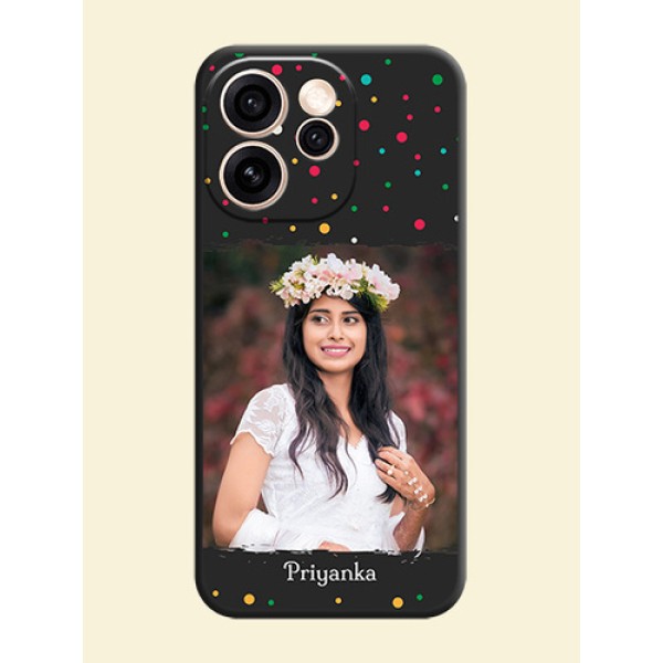 Multicolor Dotted Pattern with Text On Space Black Custom Soft Matte Mobile Back Cover - Oppo Reno 15 Pro Mini 5G