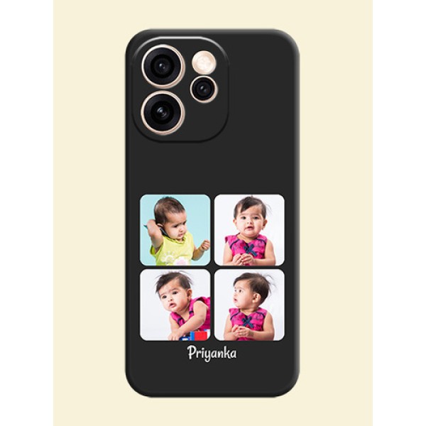 Floral Art with 6 Image Holder on Photo On Space Black Custom Soft Matte Mobile Back Cover - Oppo Reno 15 Pro Mini 5G Floral Art with 6 Image Holder on Photo On Space Black Custom Soft Matte Mobile Back Cover - Oppo Reno 15 Pro Mini 5G