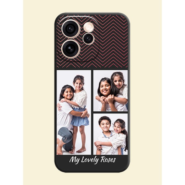 Wave Pattern with 3 Image Holder On Space Black Custom Soft Matte Mobile Back Cover - Oppo Reno 15 Pro Mini 5G Wave Pattern with 3 Image Holder On Space Black Custom Soft Matte Mobile Back Cover - Oppo Reno 15 Pro Mini 5G