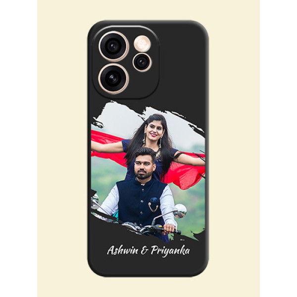 Grunge Brush Strokes on Photo On Space Black Custom Soft Matte Mobile Back Cover - Oppo Reno 15 Pro Mini 5G Grunge Brush Strokes on Photo On Space Black Custom Soft Matte Mobile Back Cover - Oppo Reno 15 Pro Mini 5G