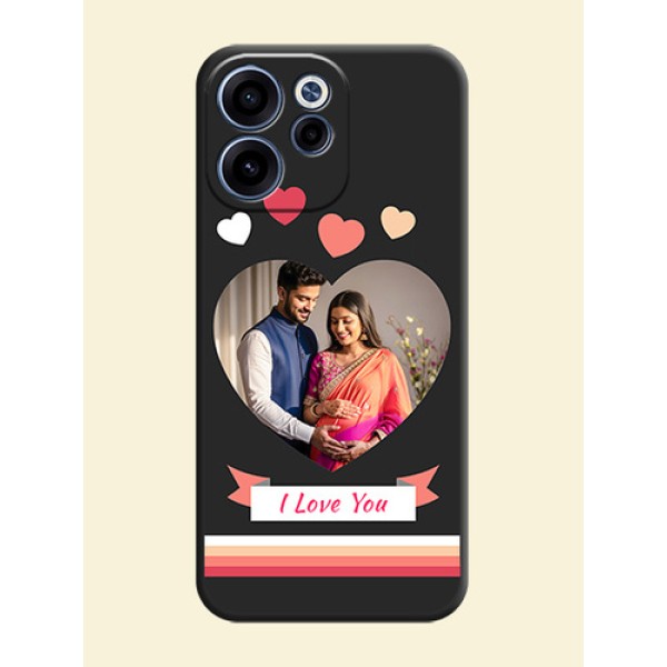 Love Shaped Photo with Colorful Stripes On Space Black Custom Soft Matte Mobile Back Cover - Oppo Reno 15C 5G Love Shaped Photo with Colorful Stripes On Space Black Custom Soft Matte Mobile Back Cover - Oppo Reno 15C 5G