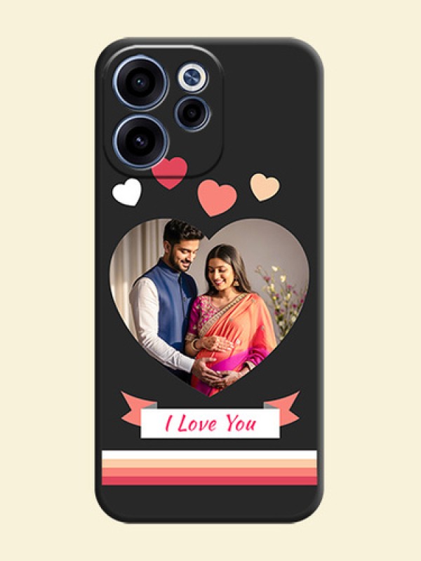 Love Shaped Photo with Colorful Stripes On Space Black Custom Soft Matte Mobile Back Cover - Oppo Reno 15C 5G