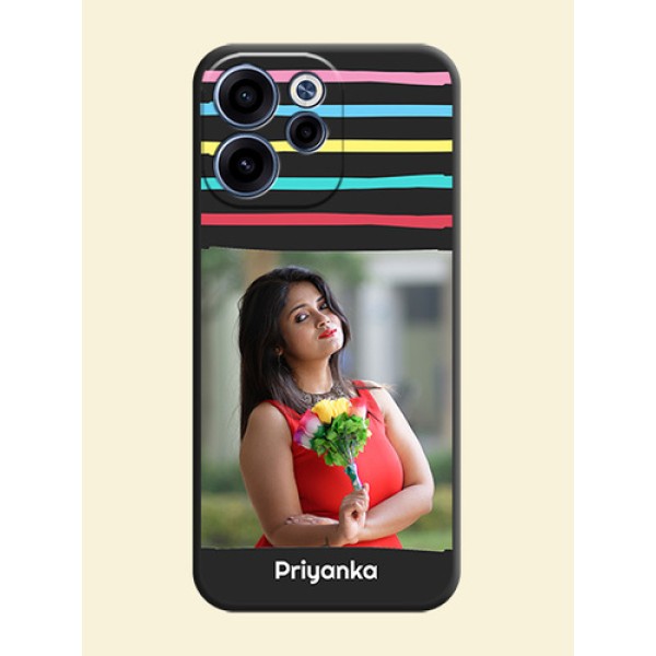 Multicolor Lines with Image On Space Black Custom Soft Matte Mobile Back Cover - Oppo Reno 15C 5G Multicolor Lines with Image On Space Black Custom Soft Matte Mobile Back Cover - Oppo Reno 15C 5G