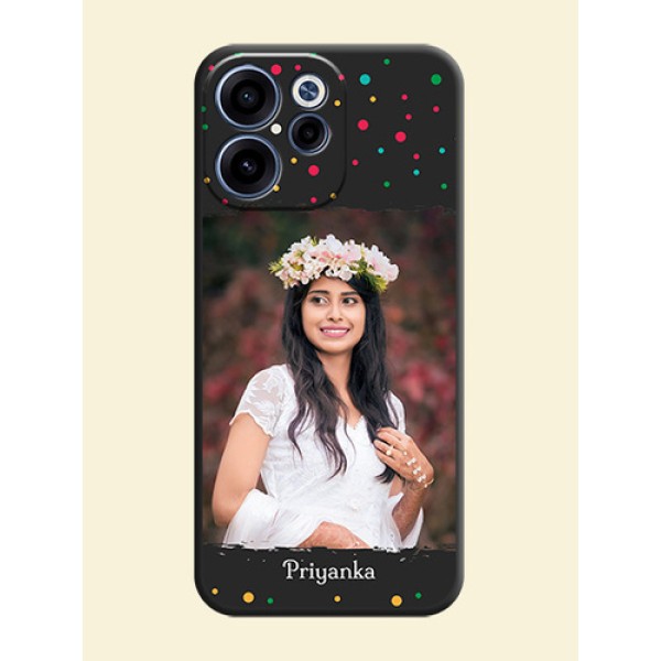 Multicolor Dotted Pattern with Text On Space Black Custom Soft Matte Mobile Back Cover - Oppo Reno 15C 5G