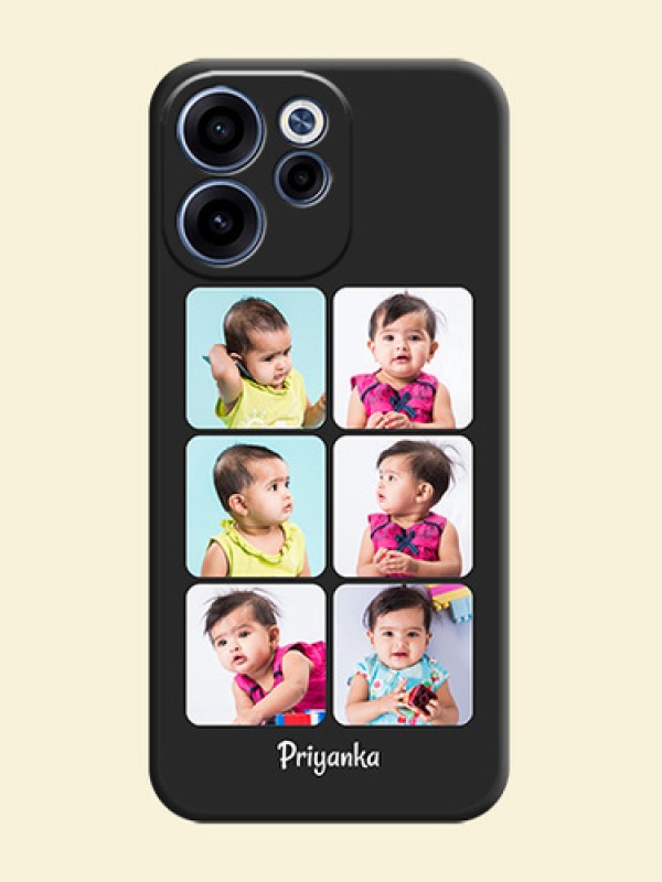 Floral Art with 6 Image Holder on Photo On Space Black Custom Soft Matte Mobile Back Cover - Oppo Reno 15C 5G