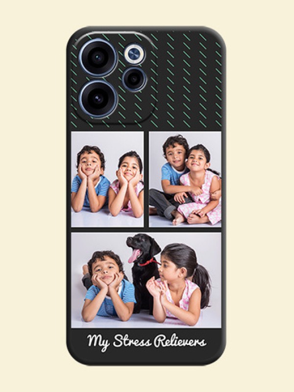Cross Dotted Pattern with 2 Image Holder On Space Black Custom Soft Matte Mobile Back Cover - Oppo Reno 15C 5G