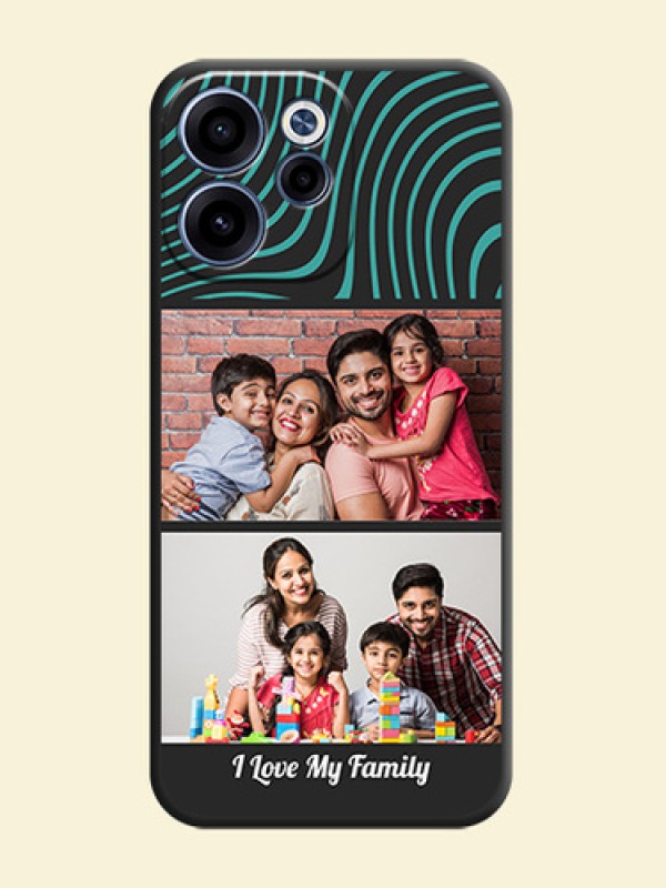 Wave Pattern with 2 Image Holder On Space Black Custom Soft Matte Mobile Back Cover - Oppo Reno 15C 5G