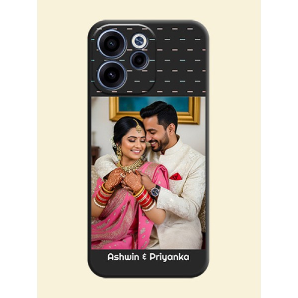 Line Pattern Design with Text On Space Black Custom Soft Matte Mobile Back Cover - Oppo Reno 15C 5G