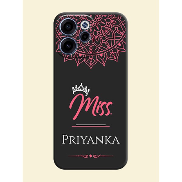Mrs Name with Floral Design On Space Black Custom Soft Matte Mobile Back Cover - Oppo Reno 15C 5G Mrs Name with Floral Design On Space Black Custom Soft Matte Mobile Back Cover - Oppo Reno 15C 5G