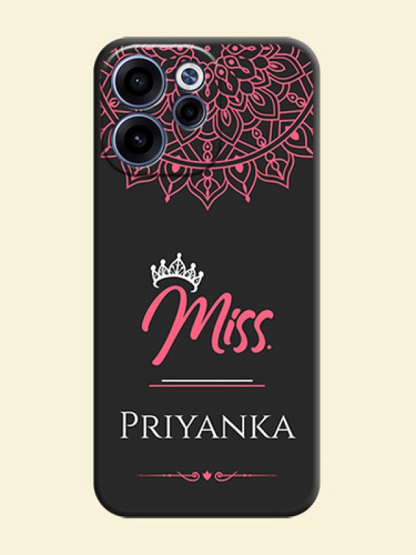 Mrs Name with Floral Design On Space Black Custom Soft Matte Mobile Back Cover - Oppo Reno 15C 5G
