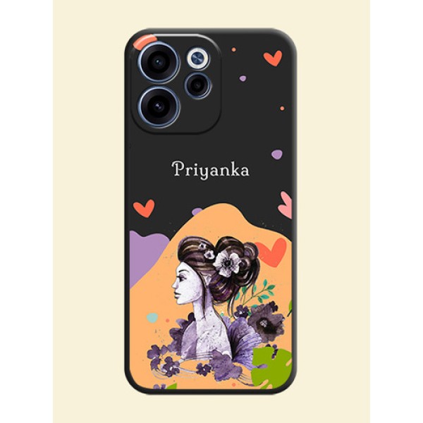 Namecase For Her With Fancy Lady Image On Space Black Custom Soft Matte Mobile Back Cover - Oppo Reno 15C 5G Namecase For Her With Fancy Lady Image On Space Black Custom Soft Matte Mobile Back Cover - Oppo Reno 15C 5G