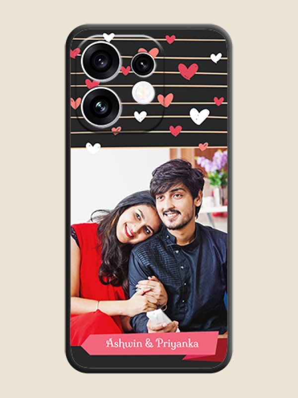 Love Pattern with Name on Pink Ribbon on Photo On Space Black Custom Soft Matte Mobile Back Cover - Oppo Reno 16 5G