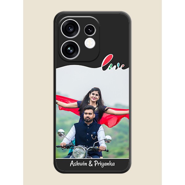 Fall in Love Pattern with Picture on Photo On Space Black Custom Soft Matte Mobile Back Cover - Oppo Reno 16 5G Fall in Love Pattern with Picture on Photo On Space Black Custom Soft Matte Mobile Back Cover - Oppo Reno 16 5G