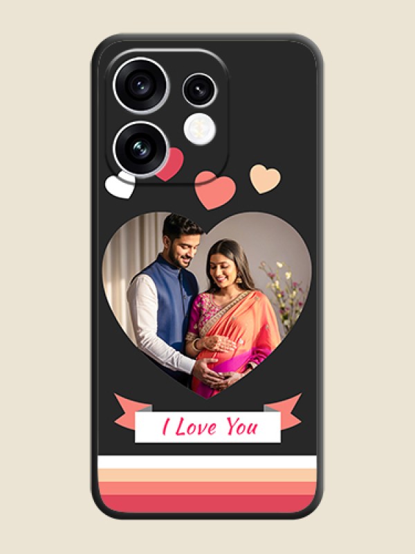 Love Shaped Photo with Colorful Stripes On Space Black Custom Soft Matte Mobile Back Cover - Oppo Reno 16 5G